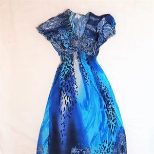 Blue Maxi Boho Summer Flowy Blue Dress by Jeggolody NWOT Medium/Large Stretch